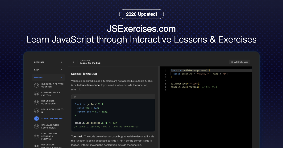 JS Exercises - Learn JavaScript Through Practice